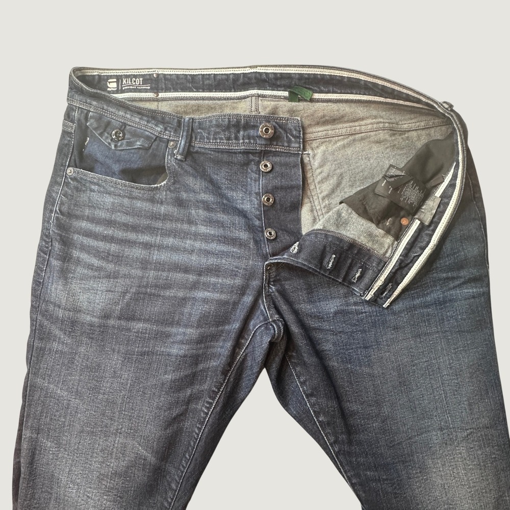 G-Star Raw Jeans Mens 38x26 Kilcot Straight Tapered Blue Dark Wash Sustainable